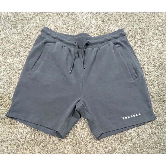 YoungLA The Perfect Shorts Men's Large Grey Drawstring Sweatshorts Fleece Gym - Picture 1 of 6